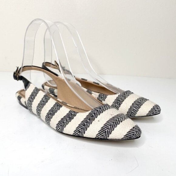 Splendid Blue White Striped Pointed Canvas Flats - Picture 1 of 4